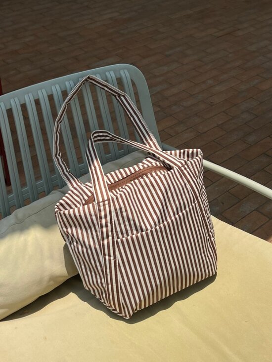 BAGGU Handbags - BAGGU Mini Cloud Bag Brown Stripe